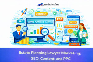 Marketing strategies for estate planning lawyers covering SEO, web content, and PPC ads
