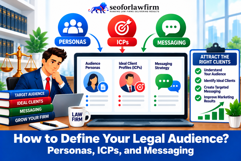 Guide to defining legal audience personas, ideal client profiles, and messaging.