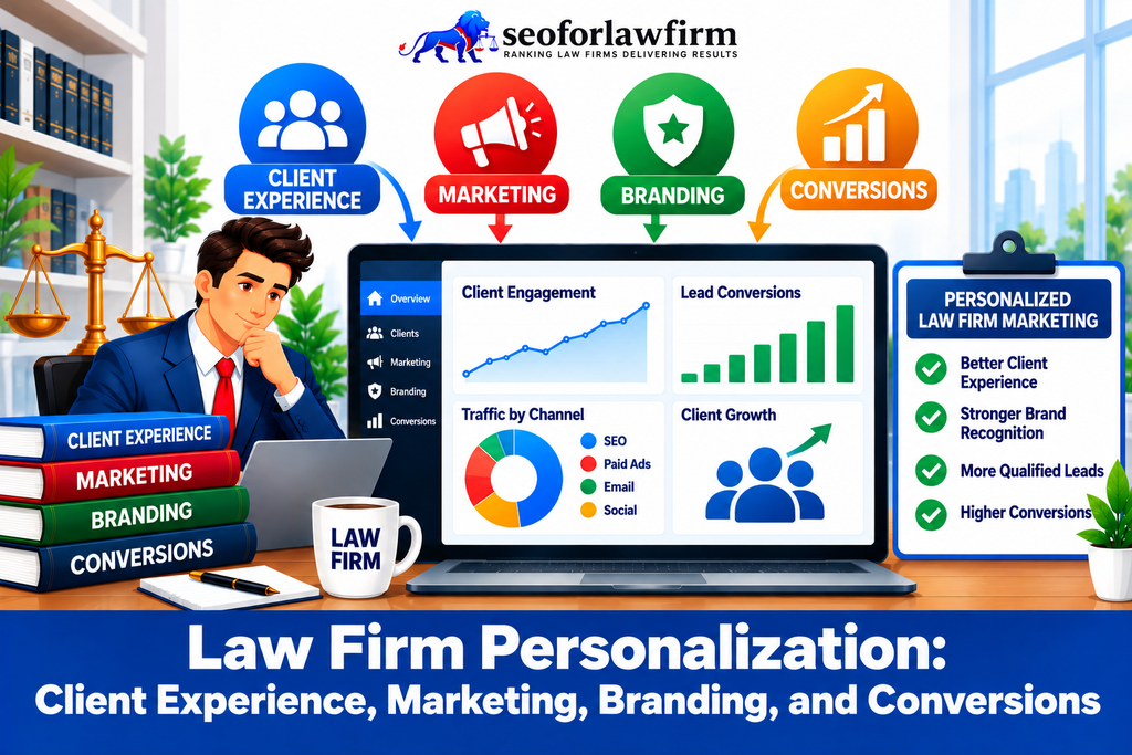 Dashboard infographic for law firm personalization.